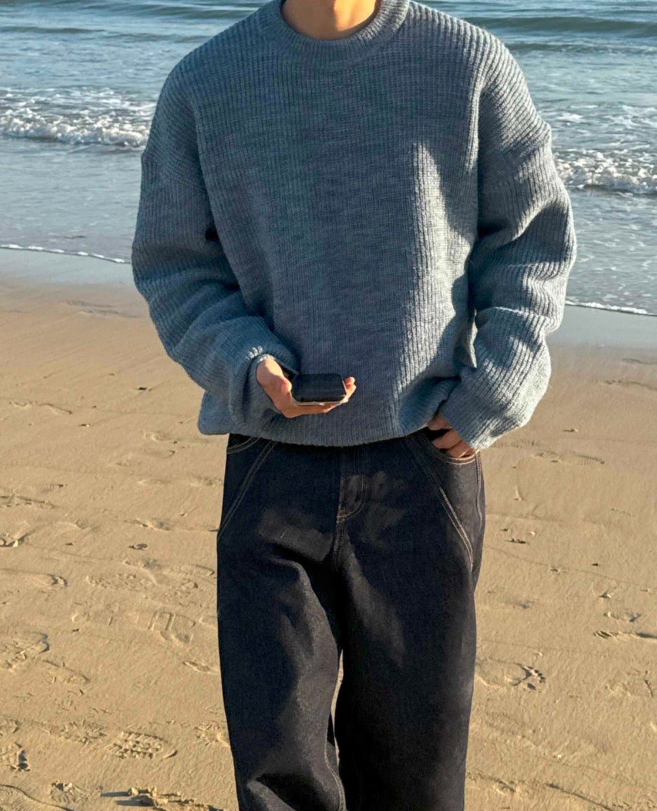 男友感Max！混色羊毛混紡寬鬆針織衫｜4色入