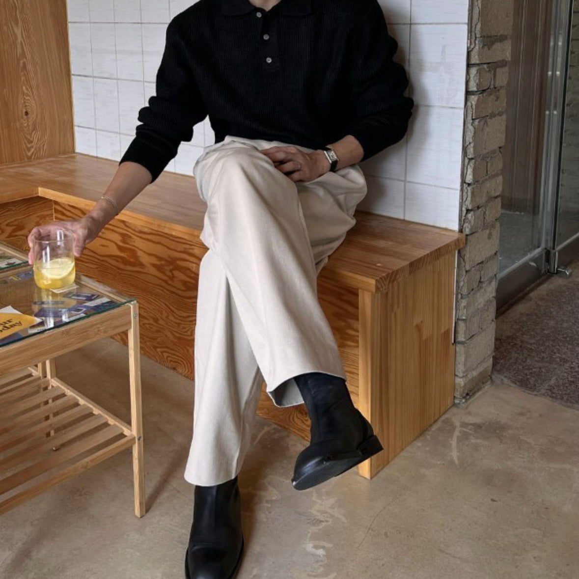 (休閑穩重感！)純色翻領POLO針織上衣｜9色入