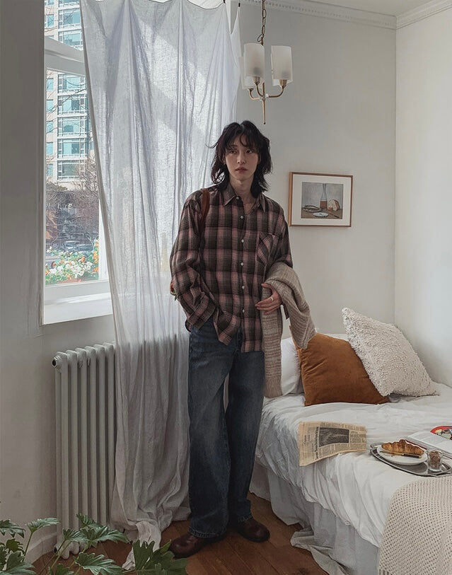 秋冬休閒格紋恤衫｜10色入