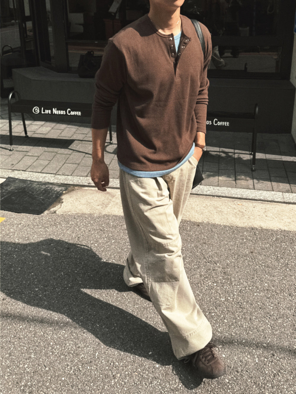 紳士風單品！假兩件細坑紋亨利領Tee｜4色入