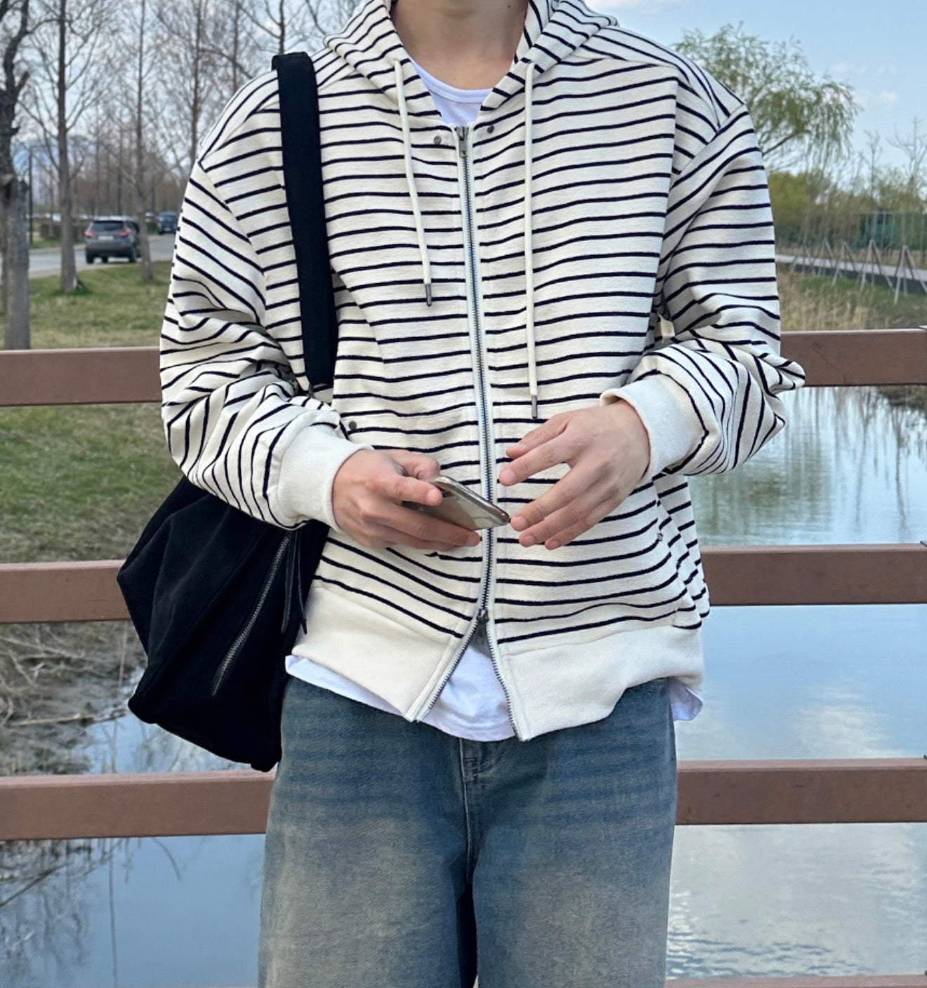 韓系簡約款✨條紋開胸衛衣｜2色入