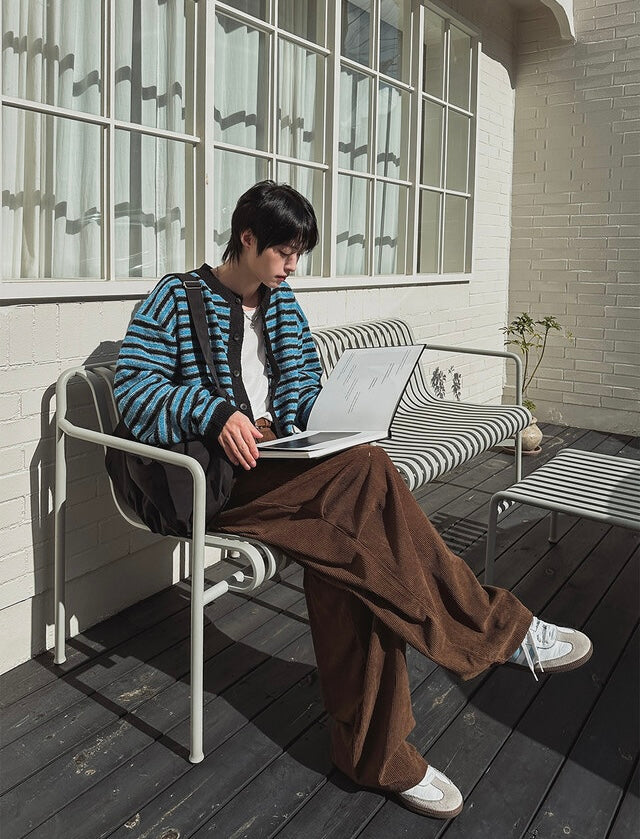 軟糯手感！短款橫間開胸針織外套｜2色入