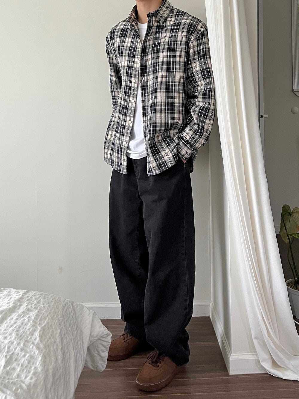 衣櫃必備跨季單品🌟韓系復古格仔恤衫｜3色入