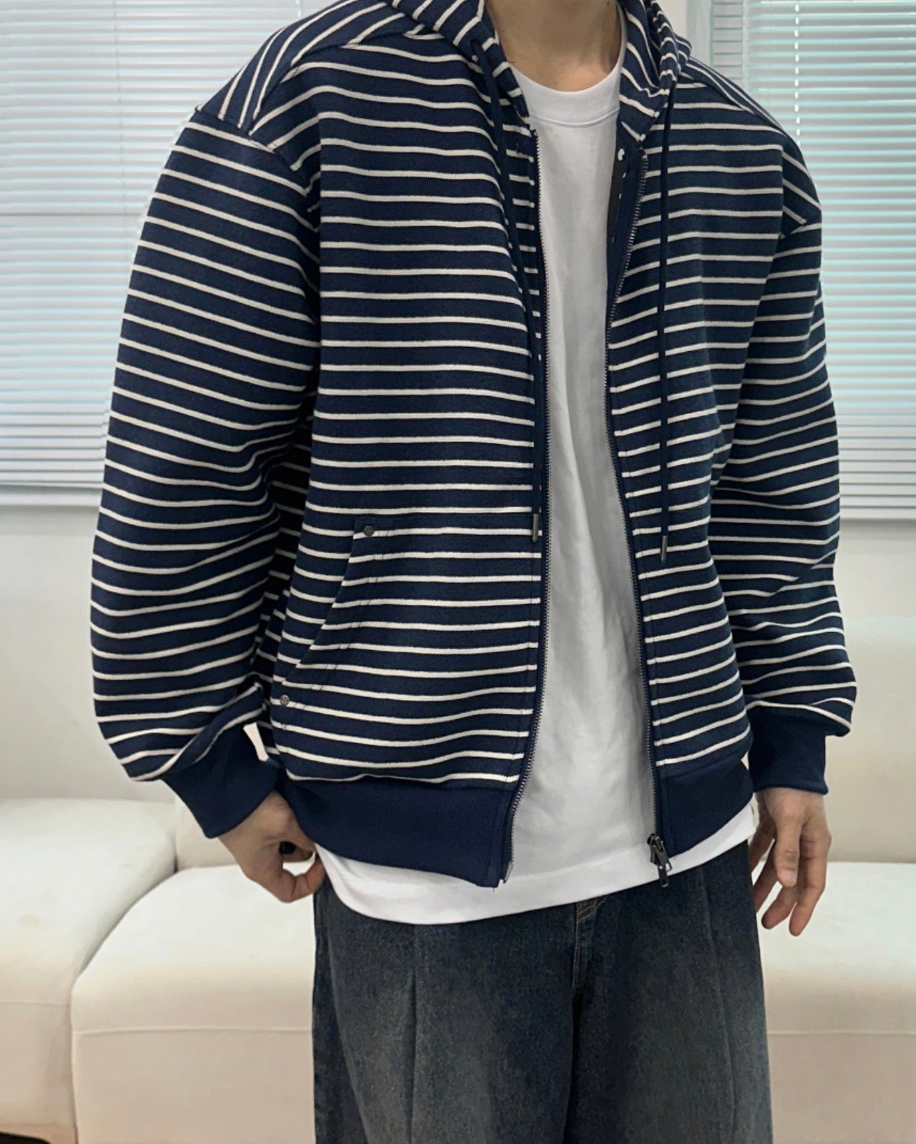 韓系簡約款✨條紋開胸衛衣｜2色入