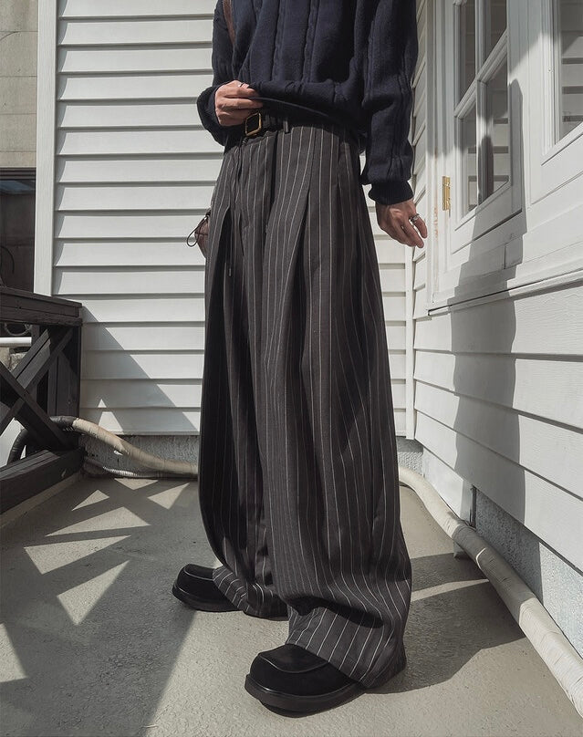 質感款🫶🏻條紋廓型寬鬆西裝褲｜1色入