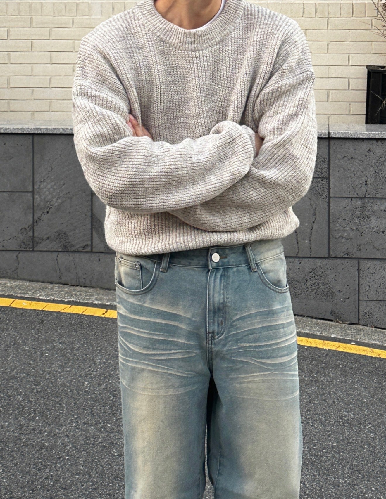 男友感Max！混色羊毛混紡寬鬆針織衫｜4色入