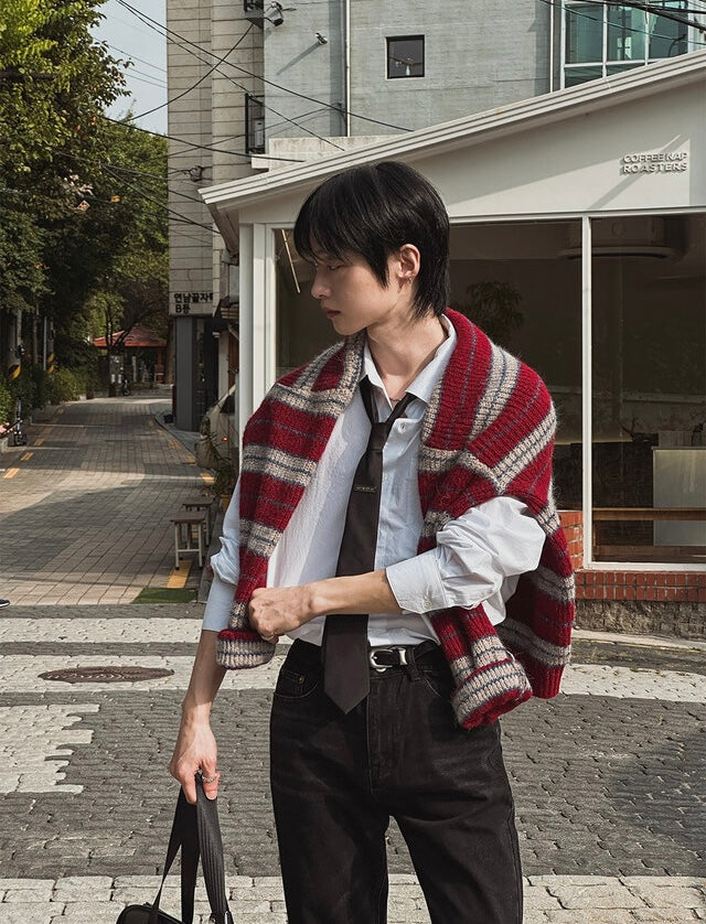 節日感Max！拼色橫間開胸針織外套｜2色入