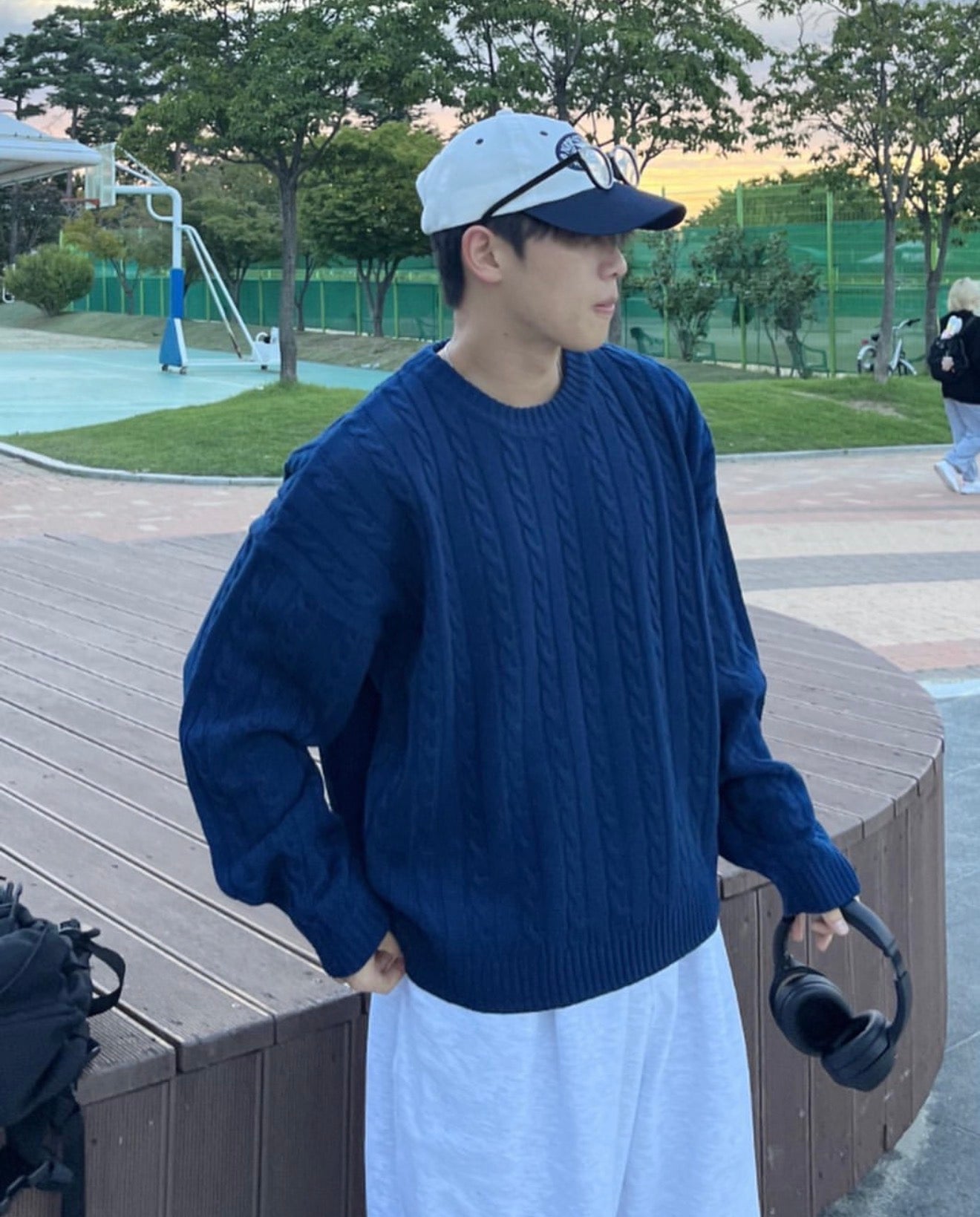 高品質! 純色麻花紋針織衫