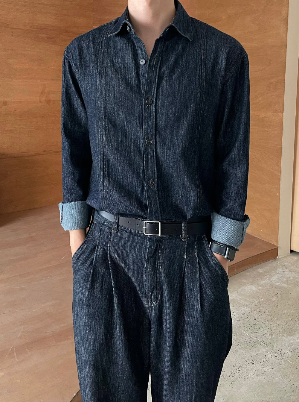 PREMIUM Set👑水洗牛仔長袖恤衫｜1色入