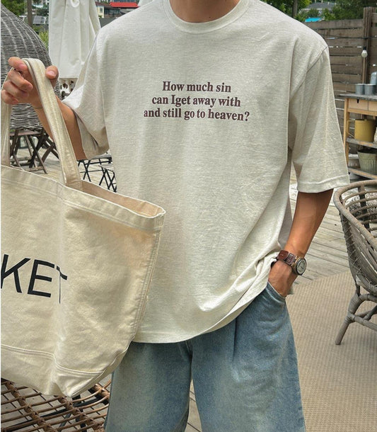 簡約感個性短句棉質短袖