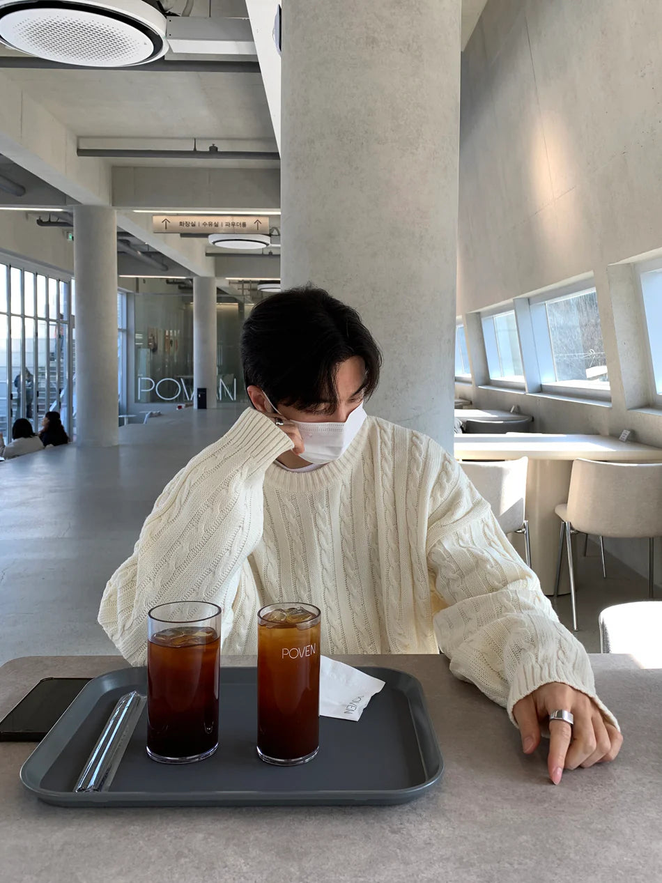 高品質! 百搭純色麻花紋針織衫