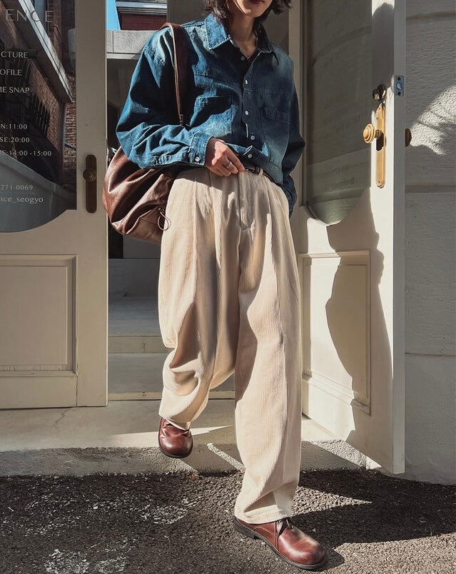 [大熱款🔥]燈芯絨直紋長褲｜5色入