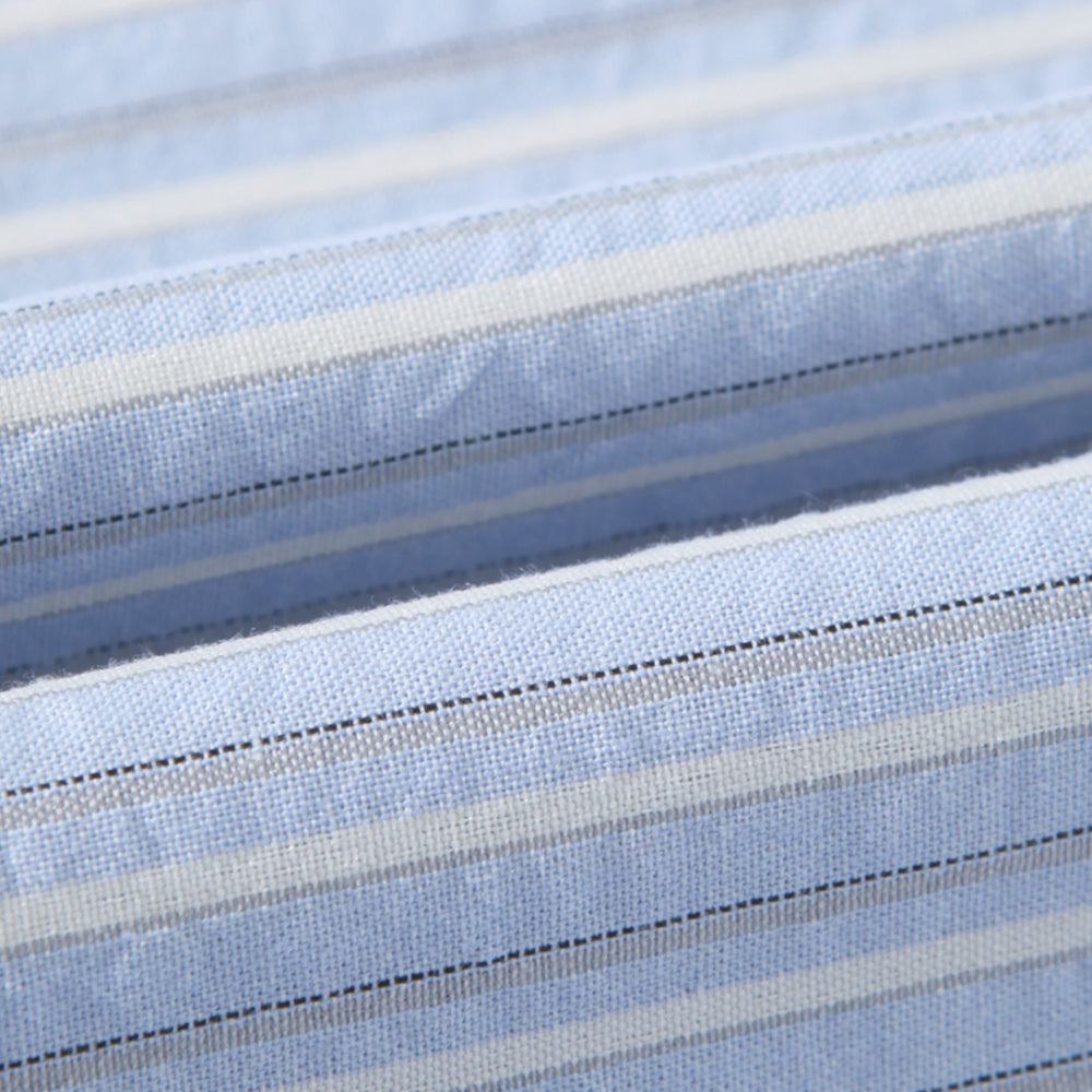 四季皆可穿！泡泡棉短款條紋恤衫｜3色入