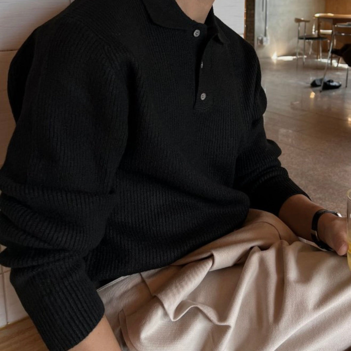 (休閑穩重感！)純色翻領POLO針織上衣｜9色入