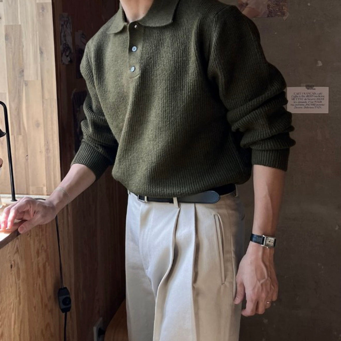 (休閑穩重感！)純色翻領POLO針織上衣｜9色入