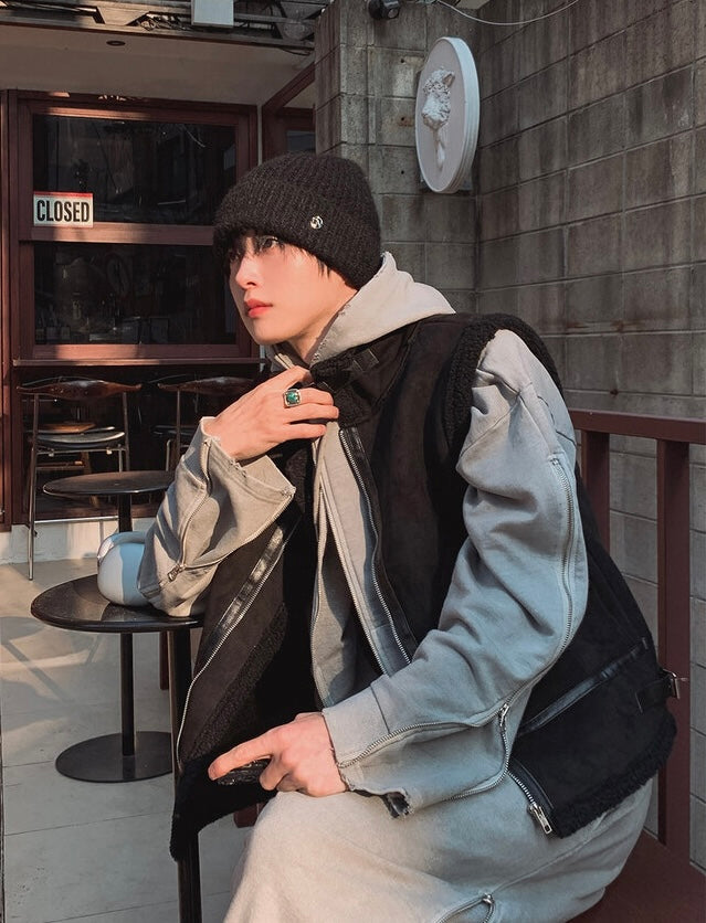 冬日感MAX ❄️皮革拼接背心Jacket｜2色入