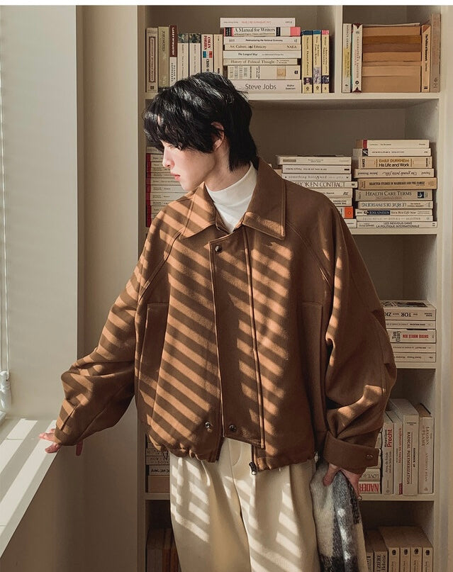 所有身高ok！男友風羊毛束腰短款外套｜2色入