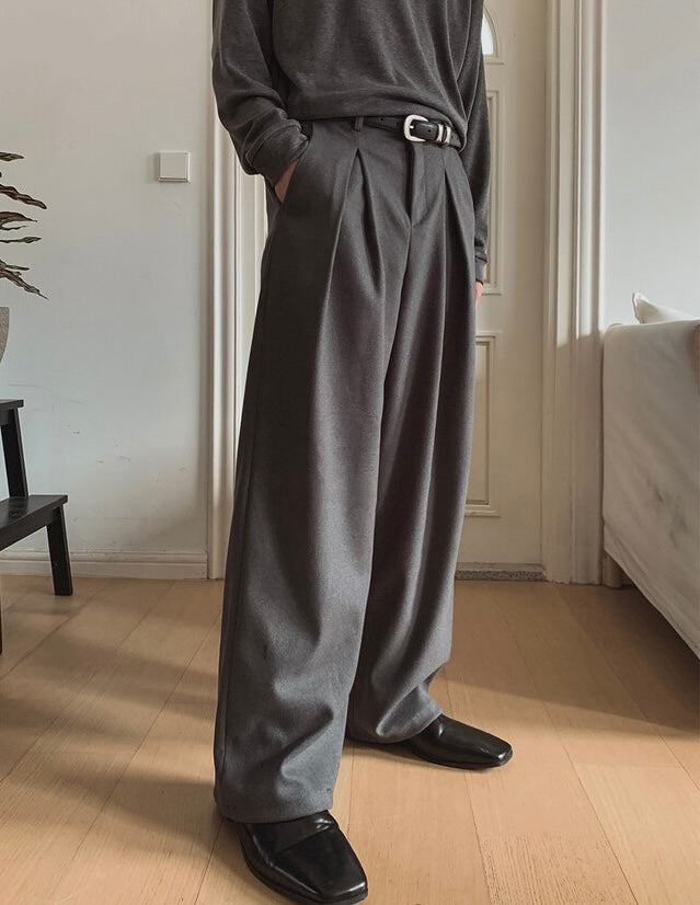 韓版基礎寬鬆西褲｜3色入