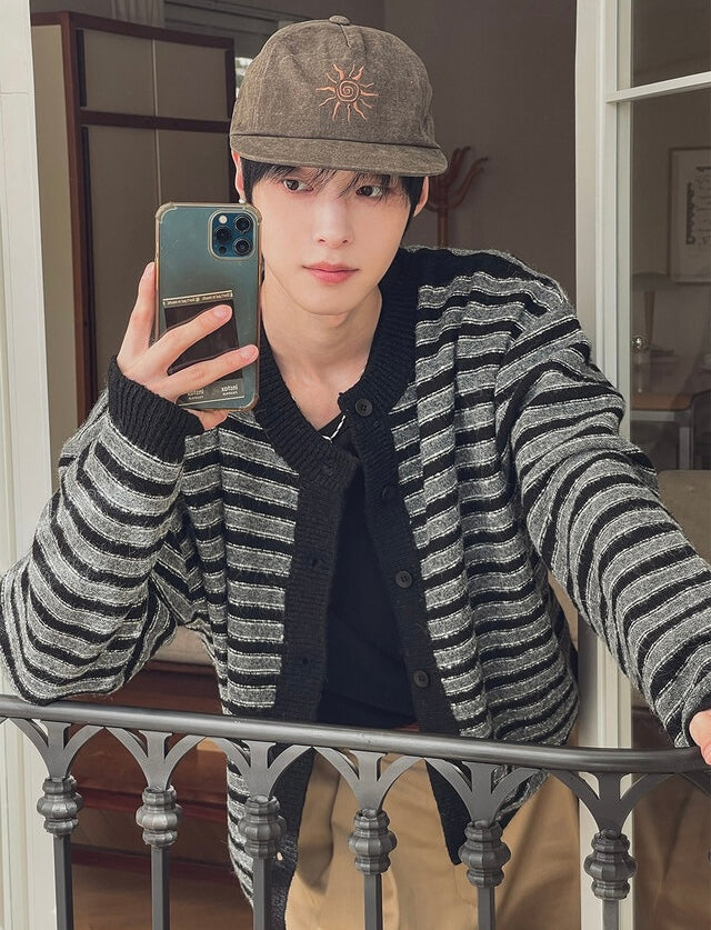 軟糯手感！短款橫間開胸針織外套｜2色入