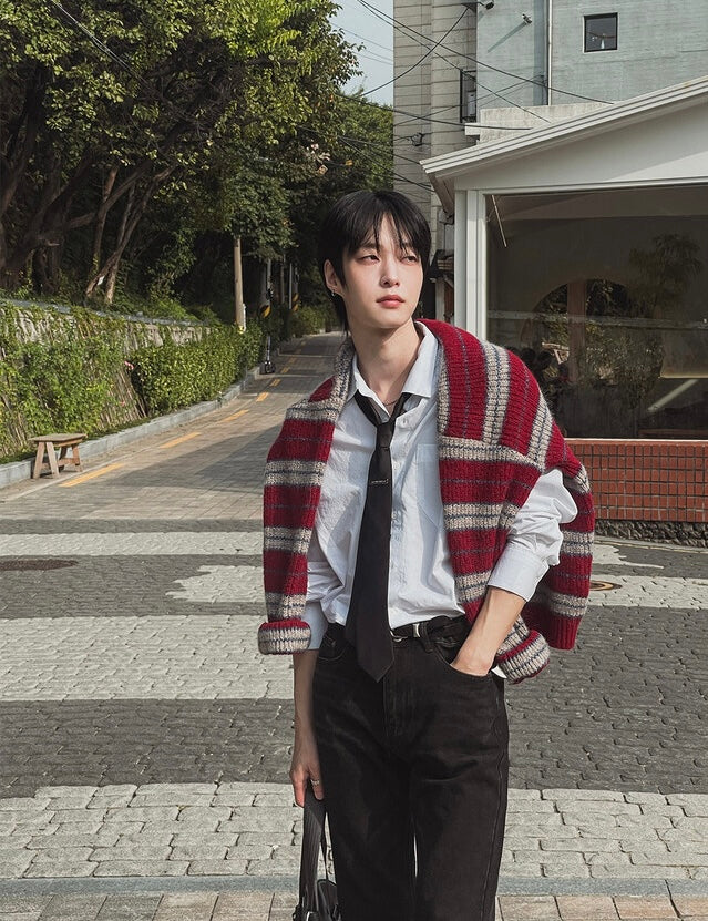 節日感Max！拼色橫間開胸針織外套｜2色入