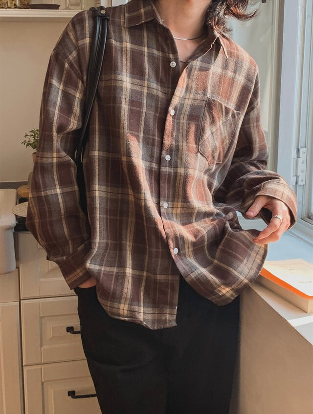 秋冬休閒格紋恤衫｜10色入