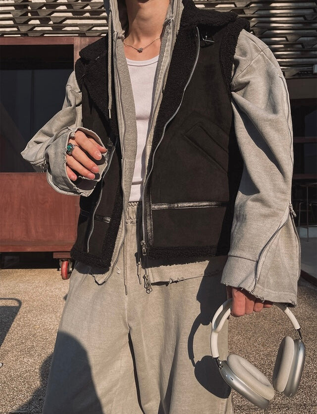 冬日感MAX ❄️皮革拼接背心Jacket｜2色入