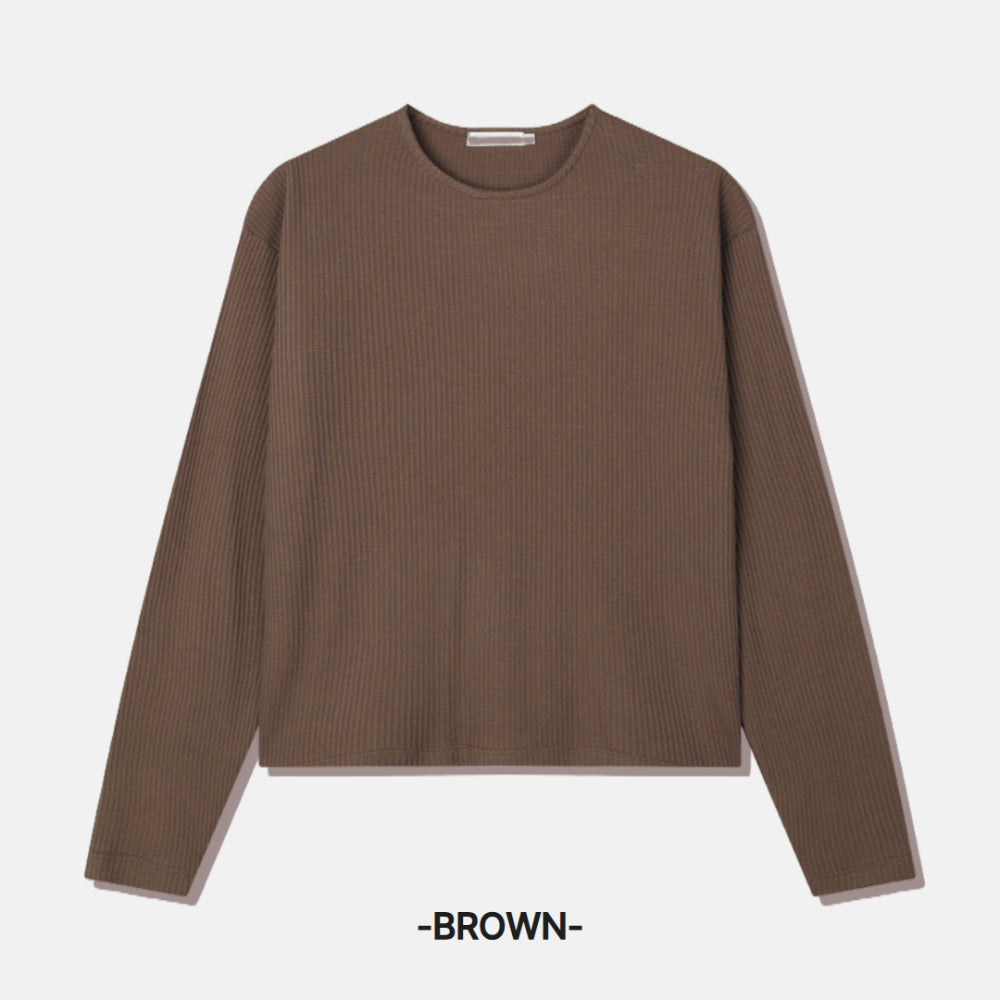 Gym人必備！窩夫紋短款長袖Tee￼