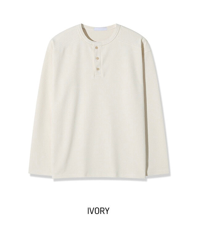 秋冬內搭必備🍂窩夫亨利領長袖TEE｜3色入