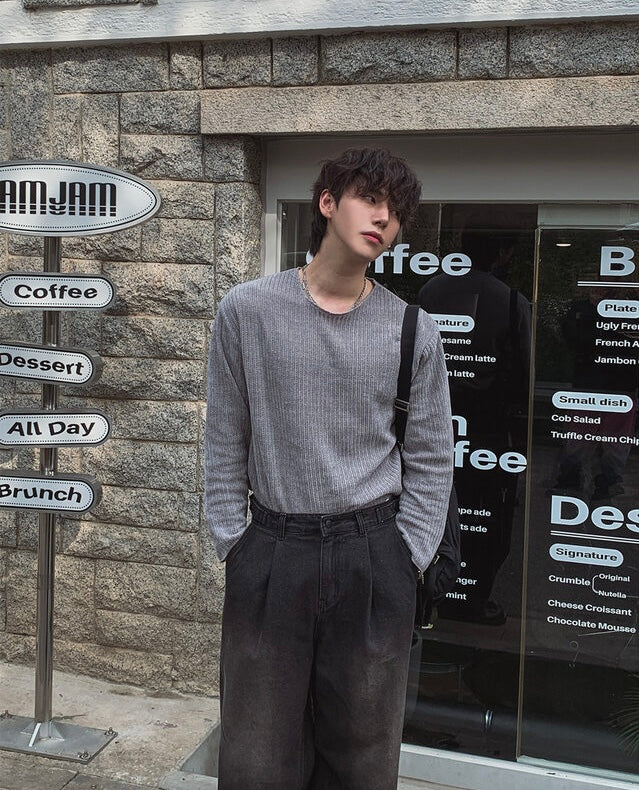 秋冬必備🍂細坑紋長袖TEE｜4色入