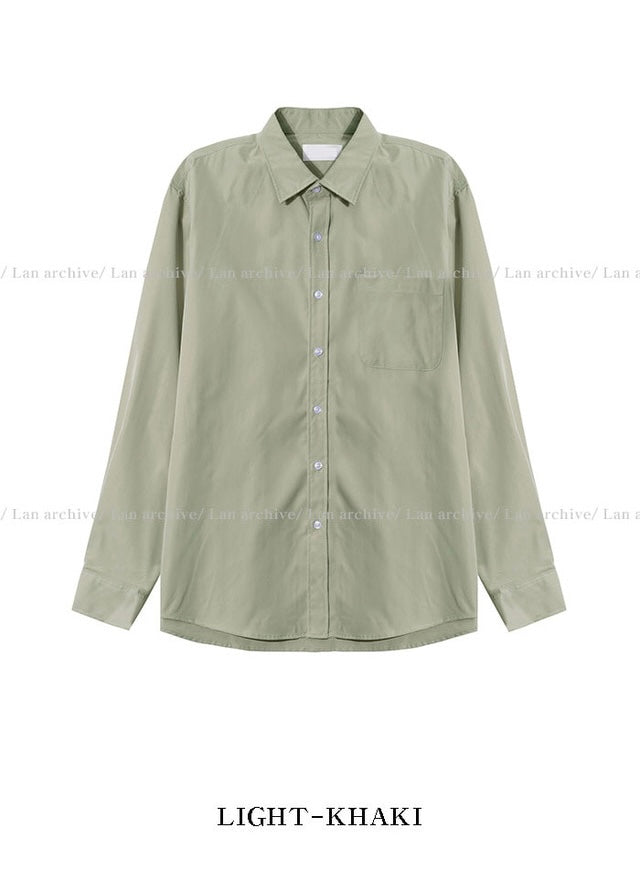 回饋價🧧韓製Pocket口袋基礎款長袖恤衫｜15色入