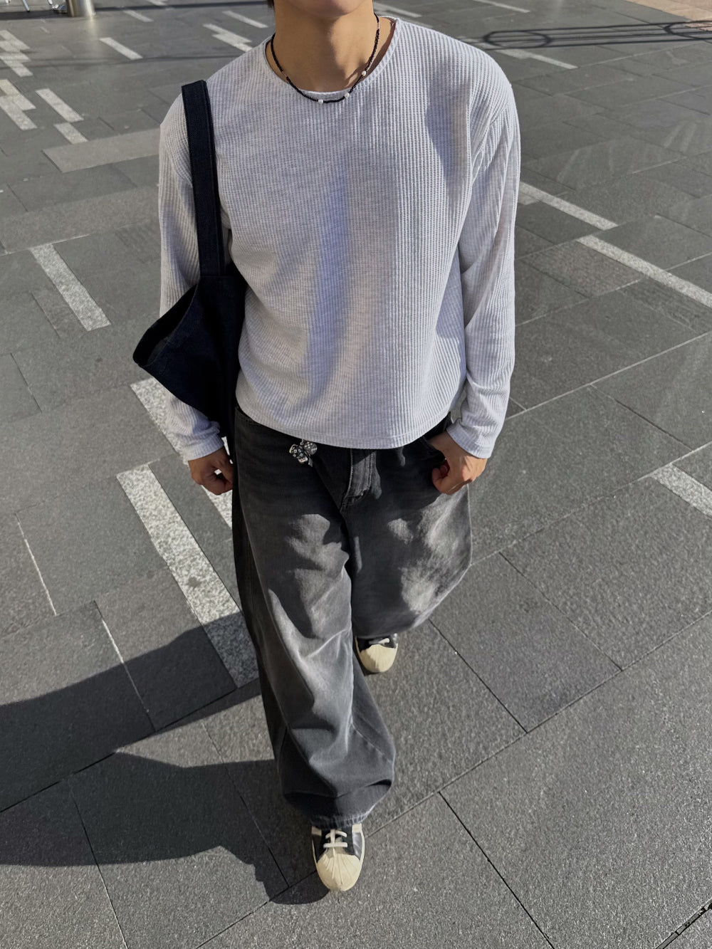 Gym人必備！窩夫紋短款長袖Tee￼