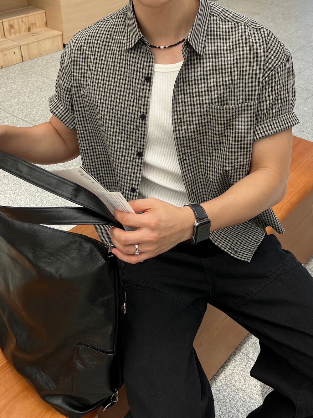 不壓身高！格仔短袖恤衫｜4色入