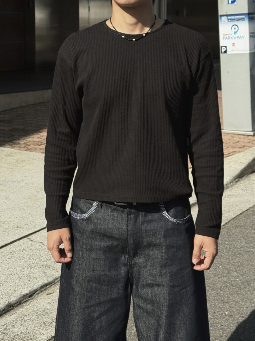 Gym人必備！窩夫紋短款長袖Tee￼