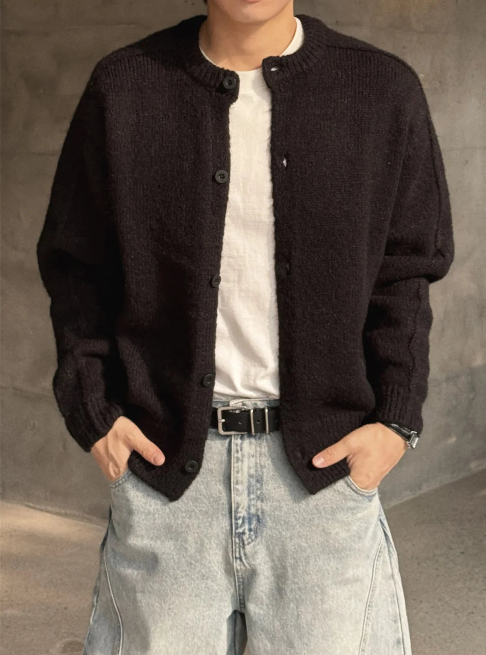 立體剪裁顯肩闊💪🏻圓領短款開胸針織衫｜6色入