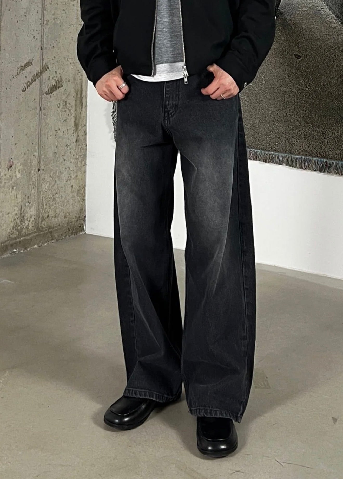 修飾腿形✔️韓製微廓型牛仔褲｜2色入