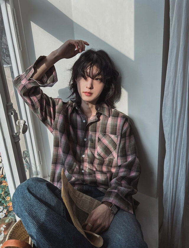 秋冬休閒格紋恤衫｜10色入