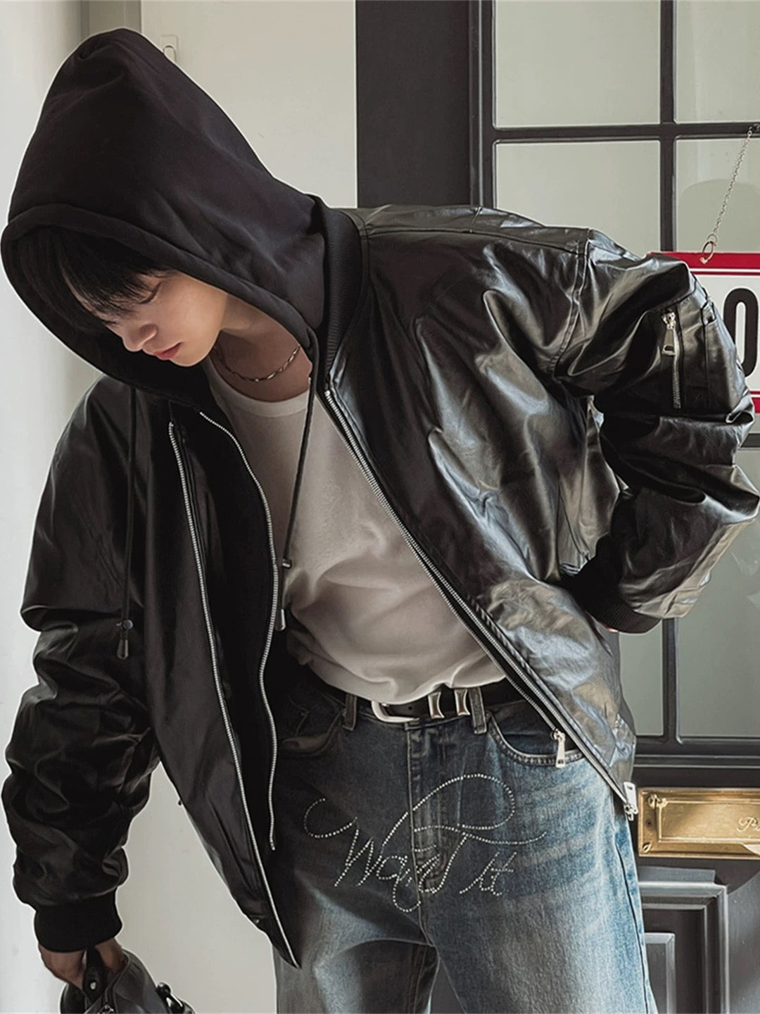 🔥店主推薦！型格假兩件連帽分層皮褸｜2色入