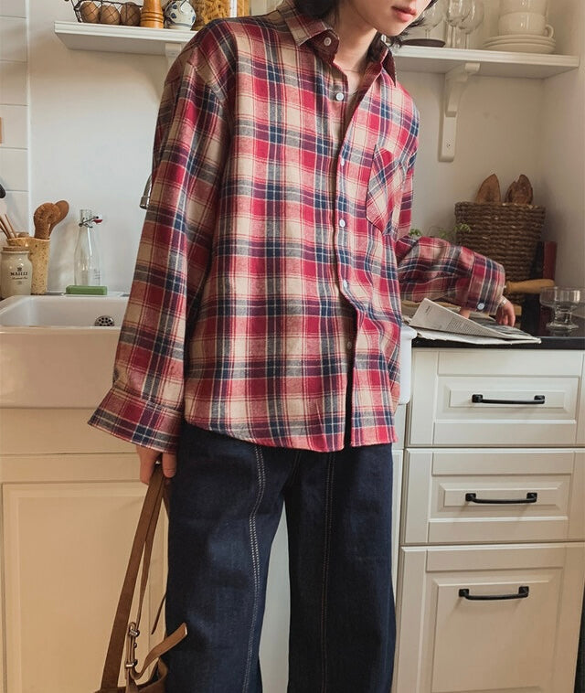 秋冬休閒格紋恤衫｜10色入