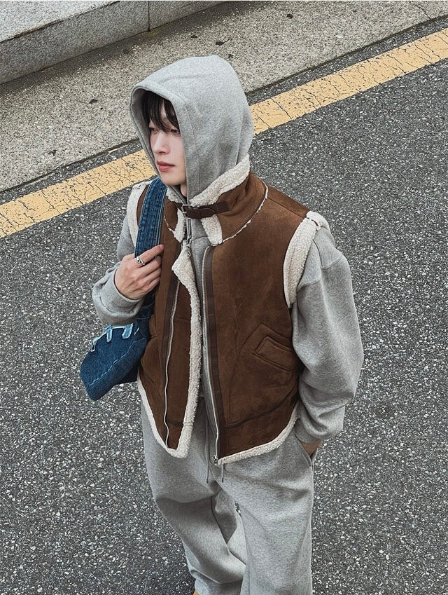 冬日感MAX ❄️皮革拼接背心Jacket｜2色入