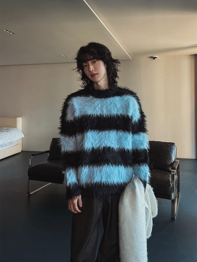 質量超好！簡約橫間馬海毛針織冷衫｜2色入