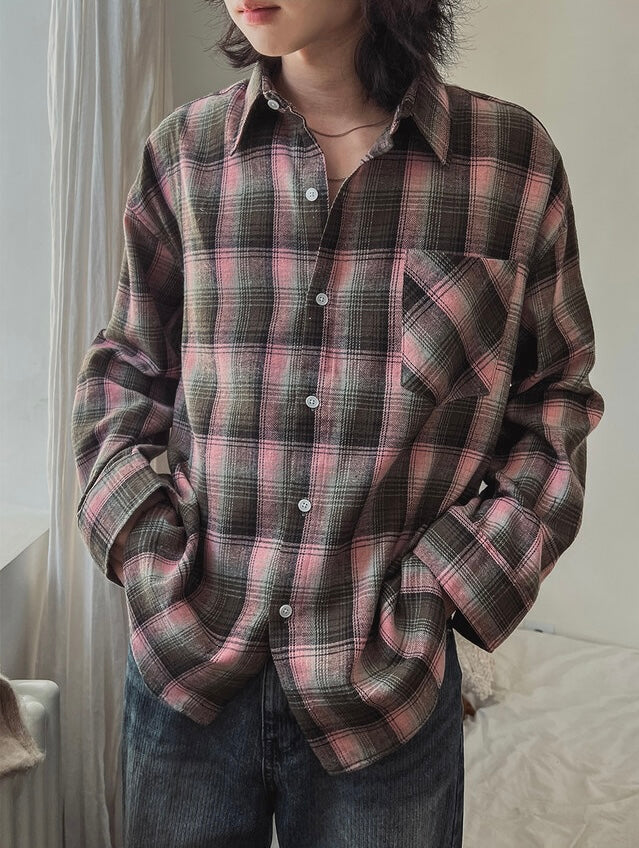 秋冬休閒格紋恤衫｜10色入