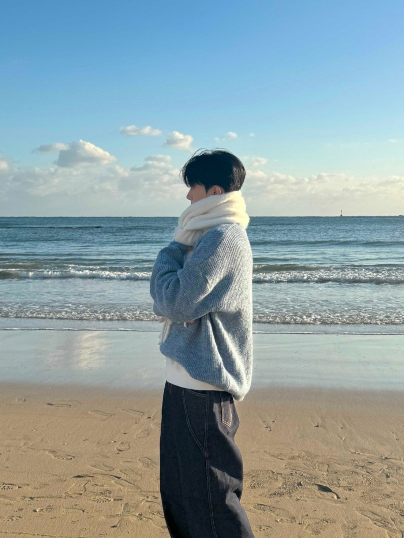 男友感Max！混色羊毛混紡寬鬆針織衫｜4色入