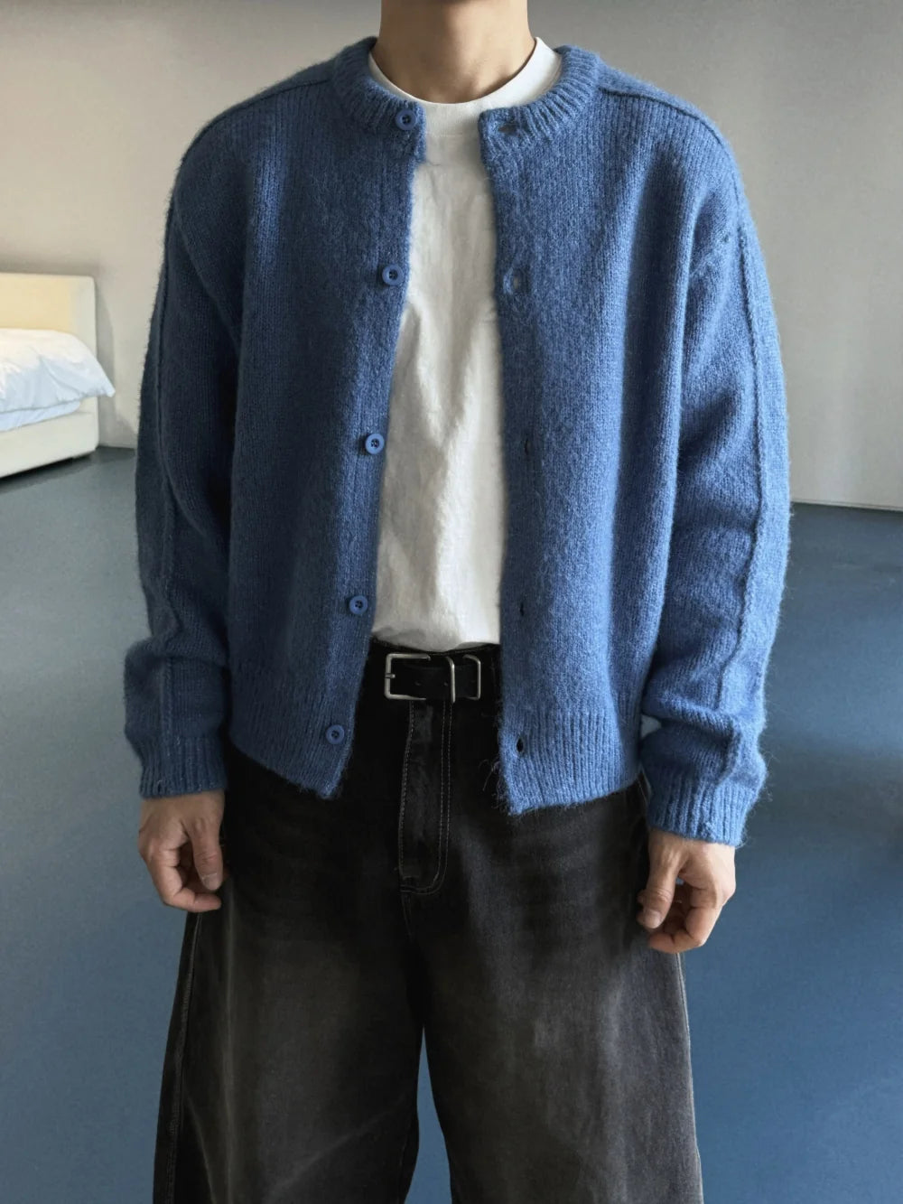 立體剪裁顯肩闊💪🏻圓領短款開胸針織衫｜6色入