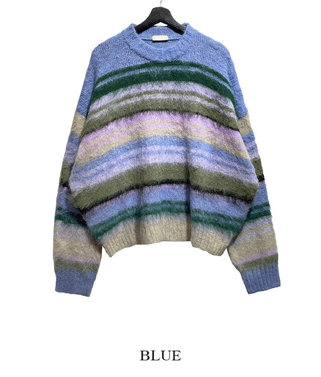 🍂秋感拼色橫間馬海毛針織衫｜2色入