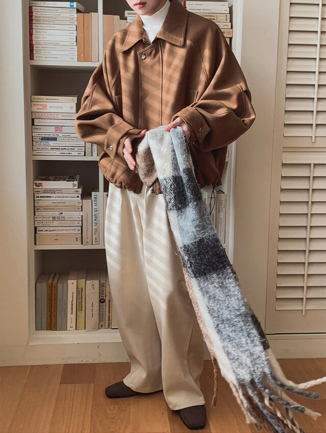 所有身高ok！男友風羊毛束腰短款外套｜2色入