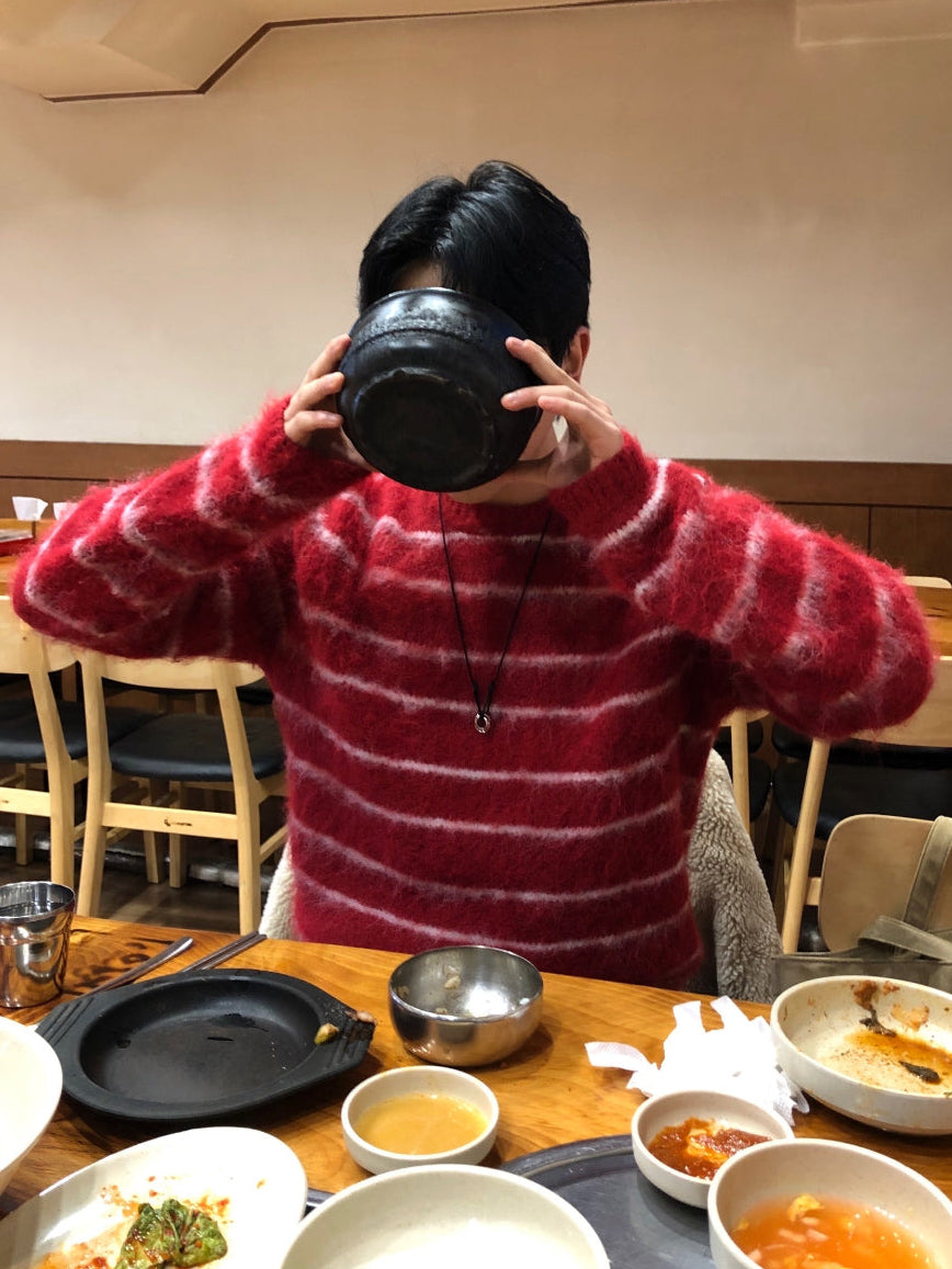 易襯款！馬海毛條紋針織衫｜4色入