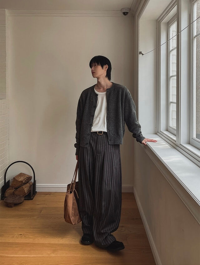 質感款🫶🏻條紋廓型寬鬆西裝褲｜1色入