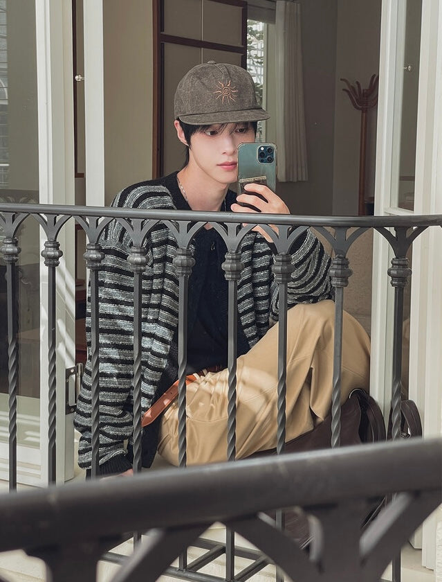 軟糯手感！短款橫間開胸針織外套｜2色入