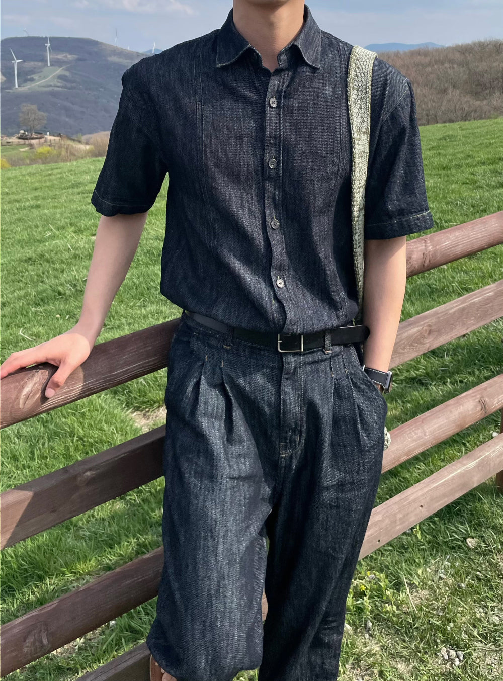 PREMIUM Set👑水洗牛仔短袖恤衫｜1色入