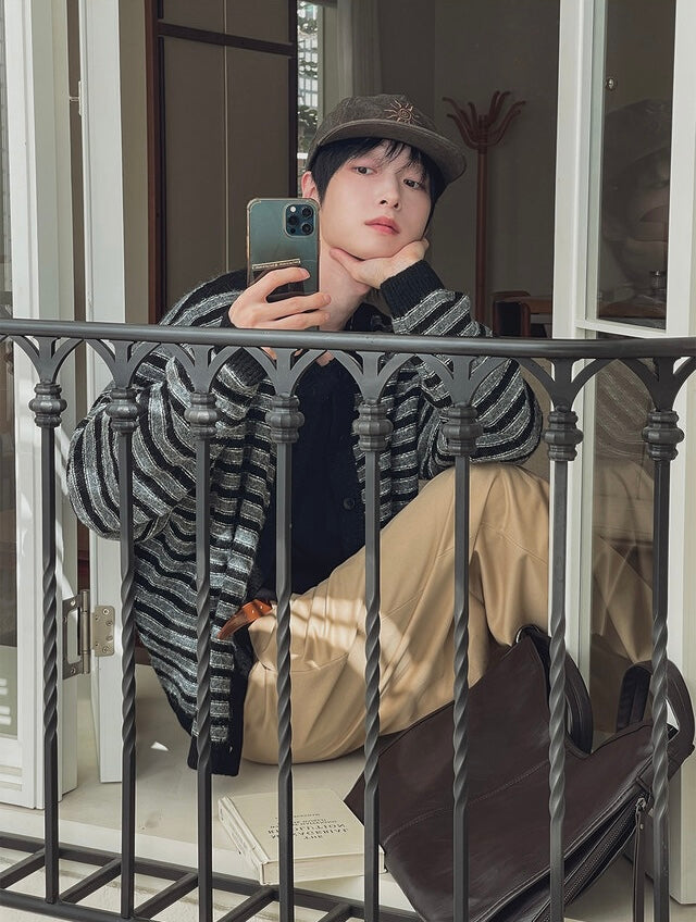 軟糯手感！短款橫間開胸針織外套｜2色入